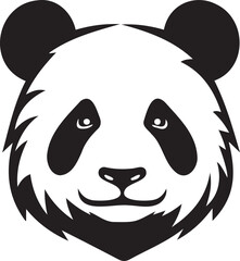 Panda face silhouette, black and white, for logo, print ready, editable, eps, cutting file