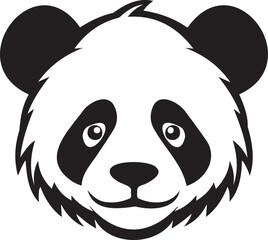 Panda face silhouette, black and white, for logo, print ready, editable, eps, cutting file