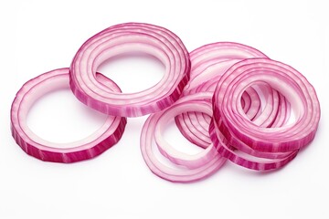 Red onion sliced. Isolated on white background. Ai Generative