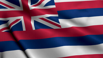 Hawaii State Flag. Waving Fabric Satin Texture National Flag of Hawaii 3D Illustration. Real Texture Flag of the State of Hawaii in the United States of America. USA. High Detailed Flag Animation