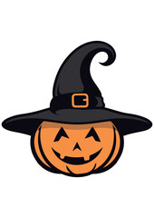 Pumpkin vector wearing witch hat,orange pumpkin,halloween decoration,eps,editable and print ready
