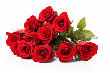 Red bunch bouquet of roses, isolated on transparent background, png file