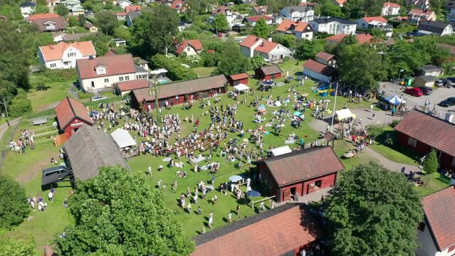Stockholm Midsummer celebration. Hersby homestead hembygdsg&aring;rd