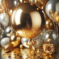 Glossy Golden Balloon Centerpiece for Luxury Birthday Celebration