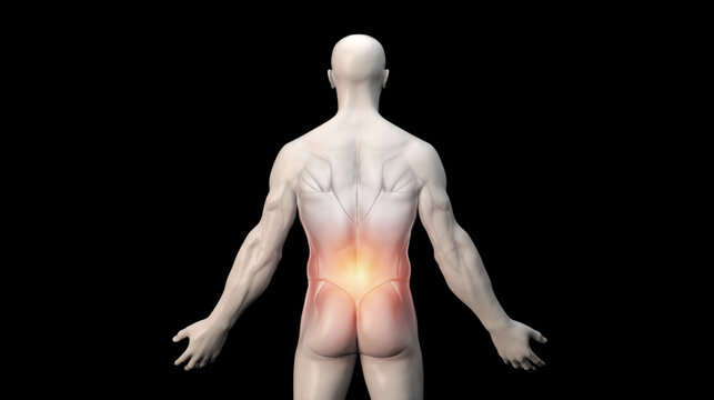 Human male with lower back pain