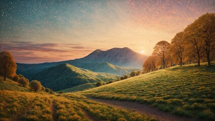 Fototapeta premium sunset in the mountains