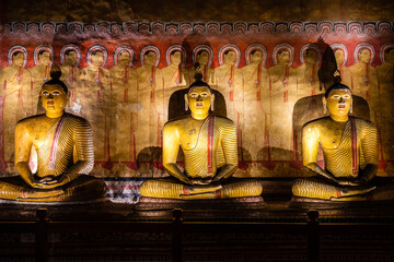 inside the cave temple of dambulla, sri lanka
