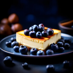 Piece of Cheesecake with blueberries - commercial style magazine photography