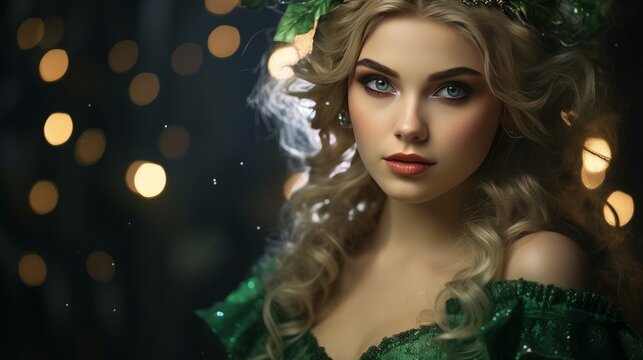 Picture of a lovely girl pretending to be an elf while wearing makeup