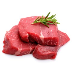 Red meat chops isolated on white background. Ai Generative