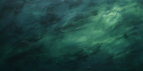 Abstract and textured oil paint background in dark green color
