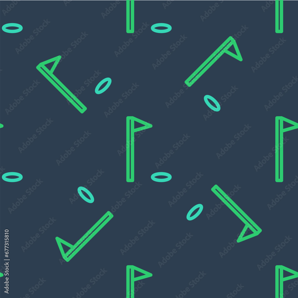 Canvas Prints Line Golf flag icon isolated seamless pattern on blue background. Golf equipment or accessory. Vector