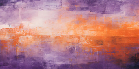 Abstract and textured oil paint background in purple and orange colors