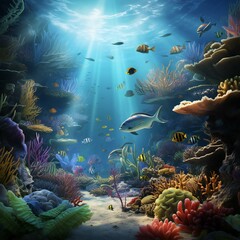 Fototapeta na wymiar underwater sea aquarium environment