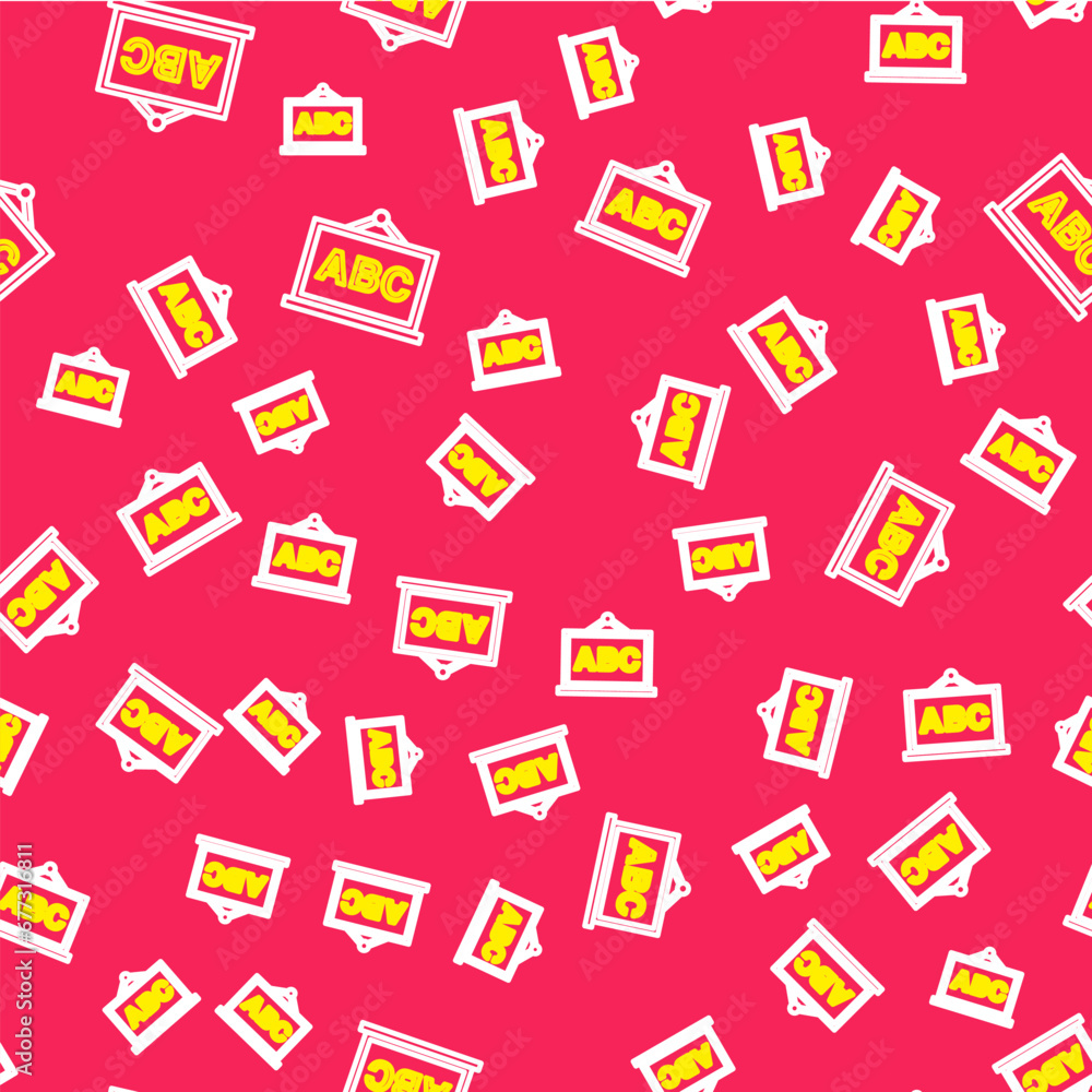 Poster line chalkboard icon isolated seamless pattern on red background. school blackboard sign. vector