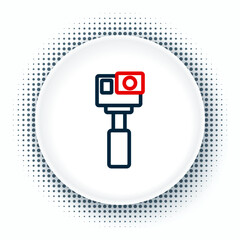 Line Action extreme camera icon isolated on white background. Video camera equipment for filming extreme sports. Colorful outline concept. Vector