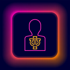 Glowing neon line Psychology icon isolated on black background. Psi symbol. Mental health concept, psychoanalysis analysis and psychotherapy. Colorful outline concept. Vector
