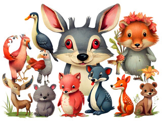 set of animals, clipart animals  with transparent background