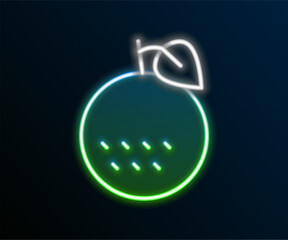 Glowing neon line Orange fruit icon isolated on black background. Colorful outline concept. Vector