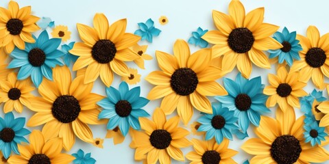Illustration of sunflowers for background or banner. 