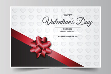 happy valentine s day background with red ribbon design vector illustration