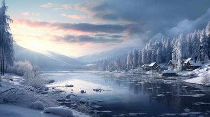 Fototapeta na wymiar Peaceful winter landscape