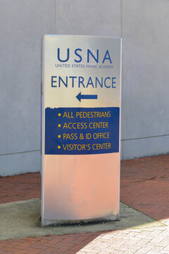 Direct sign to the Entrance of the United States Naval Academy at Annapolis MD