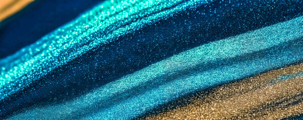Abstract background with Dark blue and gold wave glitter particle. Christmas Golden light shine particles bokeh on navy blue background. Holiday concept.	
