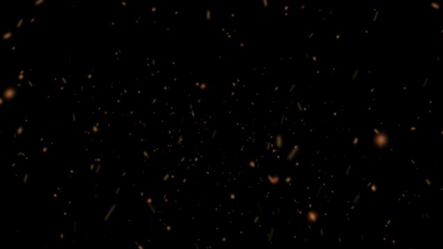 Huge falling VFX dust particles Floating On Black Background. Dynamic Dust Particles Randomly Float In Space. Shimmering Glittering Dust Particles