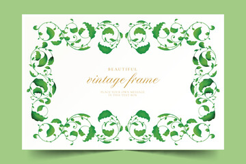 ornamental floral frame with green leaves vector design illustration