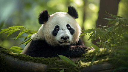 panda cub in the forest