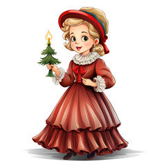 Yuletide Christmas Caroler isolated on transparent background 