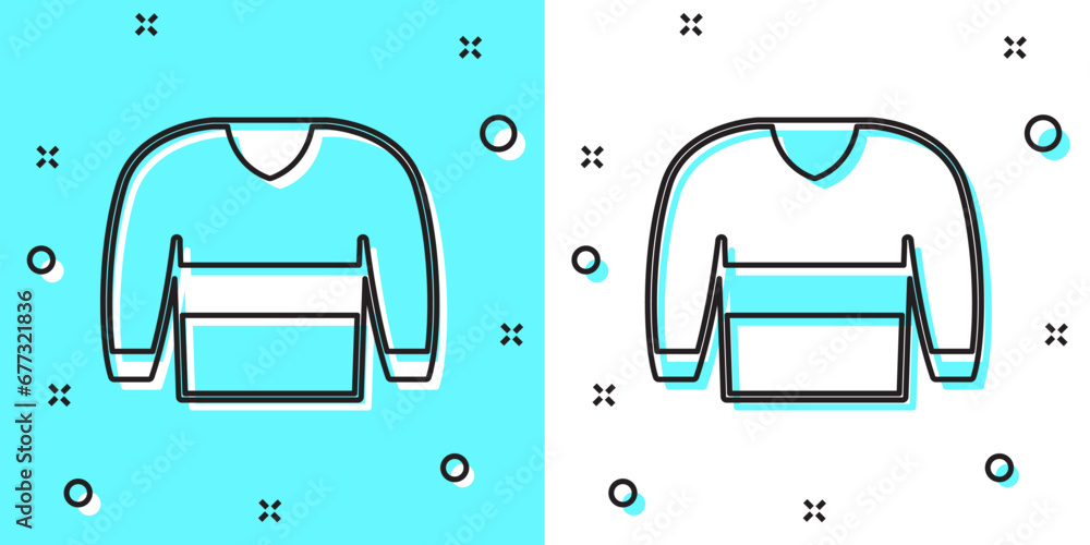 Poster black line sweater icon isolated on green and white background. pullover icon. sweatshirt sign. rand