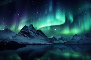 Aurora borealis on a starry backdrop