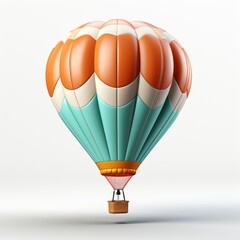 A colorful hot air balloon is flying in the sky. Realistic clipart on white background