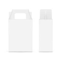 Carry Boxes With Handle, Front, Side View, Isolated On White Background. Vector Illustration