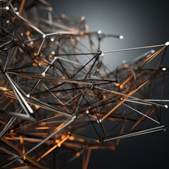 Geometric sculpture in a 3D abstract form with lines and wires.
