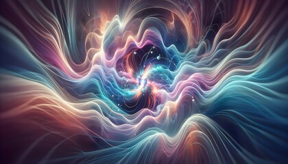 Fototapeta premium Vibrant Cosmic Energy Flow with Dynamic Swirls and Light Particles