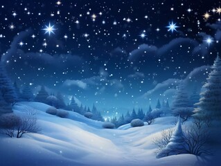 Fototapeta na wymiar Snowy Christmas night background with falling star lights, ai generator