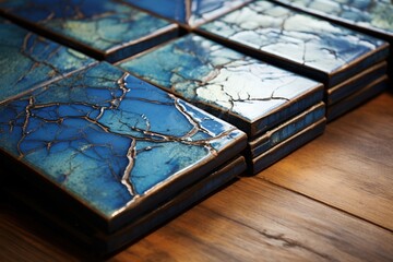 Aged ceramic tiles with crackle glaze - obrazy, fototapety, plakaty