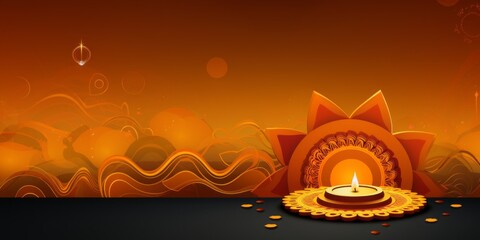 Diwali lantern illustration with copy space. 