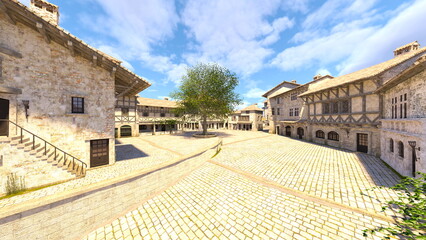 Obraz premium 石畳のある街かど