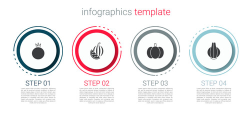Set Tomato, Watermelon, Pumpkin and Onion. Business infographic template. Vector
