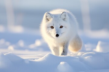 Obraz premium Arctic fox prowling on a snow-blanketed tundra