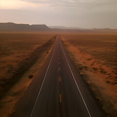 Road in the Sahara desert at sunset. Morocco. 3d rendering