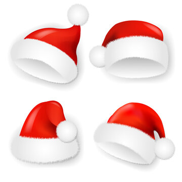 Santa Claus Caps Set Isolated