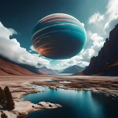 the planet in the space