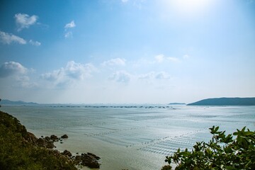 Lianjiang County, Fuzhou City, Fujian Province - Scenery of the bay fishing port against the blue sky