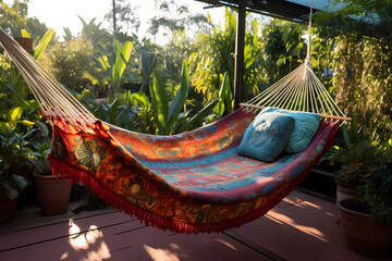 Brazilian Hammock Blanket - Brazil - Colorful, lightweight blankets used in hammocks, providing comfort and protection from insects