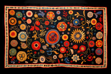 Iraqi Suzani Blanket - Iraq - Colorful embroidered blankets with floral motifs, often used as decorative elements in Iraqi homes